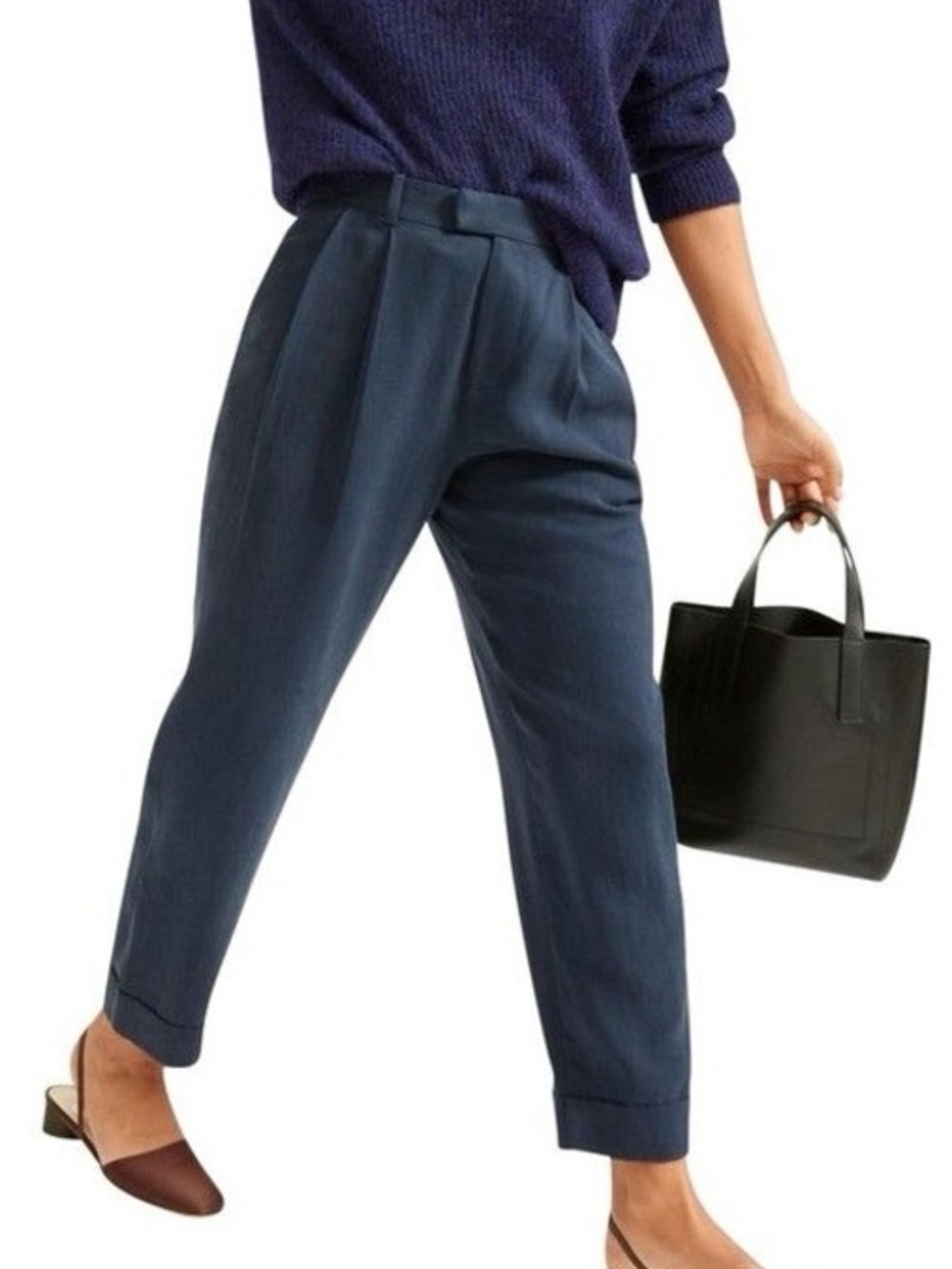 Everlane Put Together Pleat Pant Trouser Navy Blue Size 0